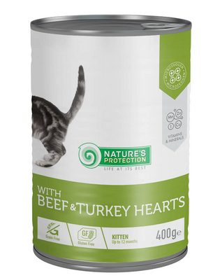 Вологий корм для кошенят з яловичиною та серцем індички Nature's Protection Kitten with Beef & Turkey hearts 400 г KIK45610 фото