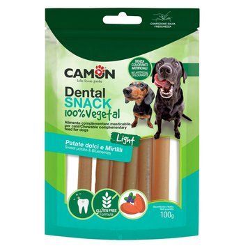 Ласощі для собак Каннолі з батату фаршировані чорницею 10,5 см Dental Snack 100 г, CAMON AE328 фото