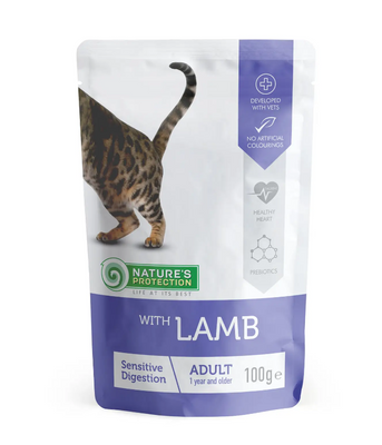 Вологий корм для дорослих котів з чутливим травленням з ягням Nature's Protection Sensitive digestion with Lamb 100 г KIK45691 фото