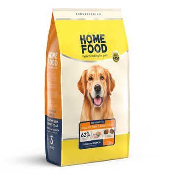 Сухий корм HOME FOOD здорова шкіра та блиск шерсті для дорослих собак великих порід &ldquo;Індичка та лосось&rdquo; Healthy Skin And Shiny Coat 3 кг 1018330 фото