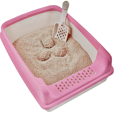 Туалет для кошек TM GATTINO бежевый с розовой рамкой 20*35*50 см, + лопатка 653620 фото