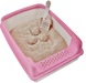 Туалет для кішок TM GATTINO  бежевий з рожевою рамкою 20*35*50 см , + лопатка 653620 фото