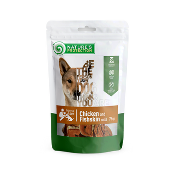 Лакомство для собак, рулетики из курицы и рыбьей шкуры, Nature's Protection Chicken and Fishskin rolls, 75 г SNK46100 фото
