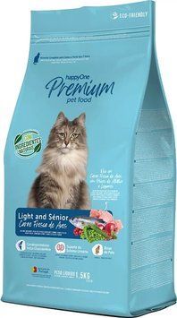 Сухий корм happyOne Premium Cat Light & Senior Fresh Meat для літніх і малоактивних кішок зі свіжим м'ясом, 1,5 кг 5686 фото