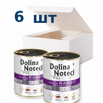 Вологий корм для собак Dolina Noteci Premium з кроликом та журавлиною, 800 г * 6 шт DN 800 (052)-6 фото