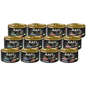 Вологий корм-мус для дорослих котів Rafi Cat Mus, асорті смаків, 12 шт &times; 85 г 2490000 фото