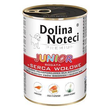 Вологий корм для цуценят та юніорів собак середніх і великих порід Dolina Noteci Premium з яловичим серцем, 400 г DN 400 (403) фото