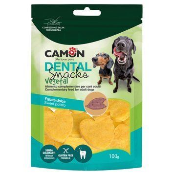 Ласощі для собак Міні-сердечка з солодкої картоплі 4,5 см Dental Snack Veg 100 г, CAMON AE326 фото