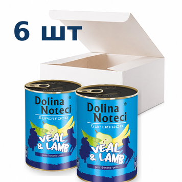 Вологий корм для собак Dolina Noteci Superfood з телятиною та бараниною, 400 г * 6 шт DN 400 (664)_box фото
