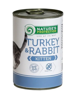 Влажный корм с индюшатиной и крольчатиной для молодых котят Nature's Protection Kitten Turkey&Rabbit 400г KIK24634 фото