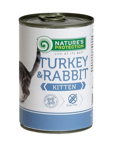 Вологий корм з індичатиною і кролятиною для молодих кошенят Nature's Protection Kitten Turkey&Rabbit 400г KIK24634 фото