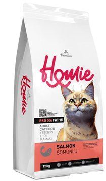 Сухой корм Homie Super Premium с лососем для взрослых кошек, 12 кг 378447 фото