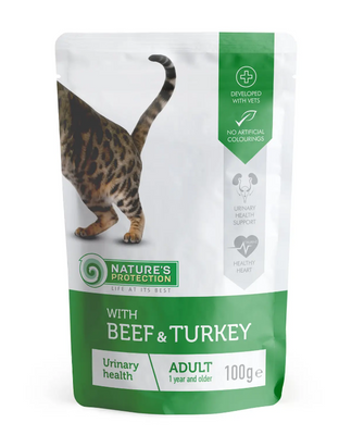 Вологий корм для дорослих котів що мають проблеми з сечовивідної системою, з яловичиною та індичкою Nature's Protection Urinary with Beef and Turkey 100г KIK45689 фото