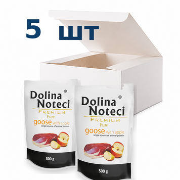 Вологий корм для собак, схильних до алергії Dolina Noteci Premium Pure з гускою та яблуком, 500 г * 5 шт DN 500 (908)-5 фото