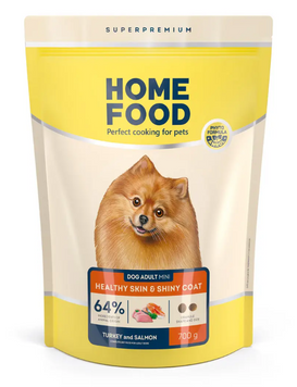 Cухий корм HOME FOOD здорова шкіра та блиск шерсті для дорослих собак малих порід Індичка та лосось Healthy skin and shiny coat 700 г 1017007 фото