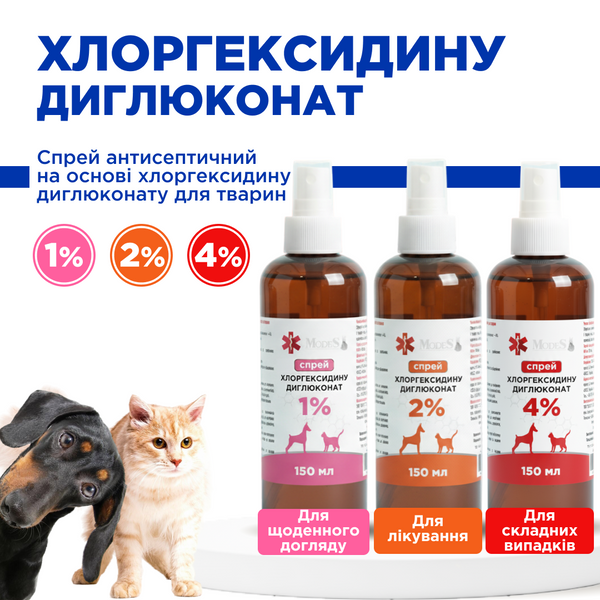 Спрей антисептичний на основі хлоргексидину диглюконату для тварин (2%) 150 мл, MODES ЗС000423 фото