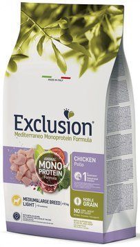 Exclusion Light Chicken Medium&Large Breed корм для собак з надмірною вагою середніх та великих порід з куркою 3 кг 5899 фото