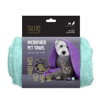 Рушник для домашніх тварин з мікрофібри Tauro Pro Line, м&rsquo;ятний, 80&times;120 см TPL63690 фото