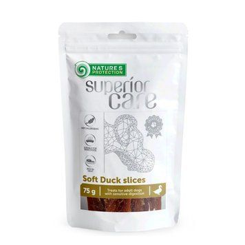 Ласощі для собак, сушена качка, смужки, Nature's Protection Superior Care Snacks For Dogs Soft Duck Slices 75г SNK46122 фото