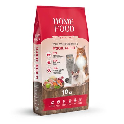 Універсальний сухий корм HOME FOOD для дорослих котів “М'ясне асорті” Universal 10 кг 3138100 фото