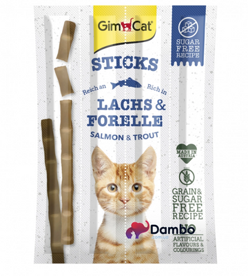 Ласощі для кішок GimCat М'ясні палички для кішок з лососем і тріскою 5г*4шт G-400778 фото