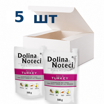 Вологий корм для собак Dolina Noteci Premium з індичкою, 500 г * 5 шт DN 500 (240)-5 фото