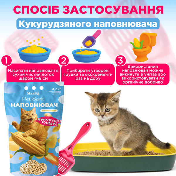 Наповнювач кукурудзяний, 4,2 кг, 7 л, ПетСаніт (PetSanit), MODES ЗС000412 фото