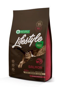 Сухой беззерновой корм для пожилых кошек с лососем Lifestyle Grain Free Salmon Senior Cat 1,5кг NPLS45956 фото