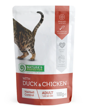 Влажный корм для взрослых кошек с уткой и курицей Nature&lsquo;s Protection Hairball with Duck and Chicken 100 г KIK45690 фото