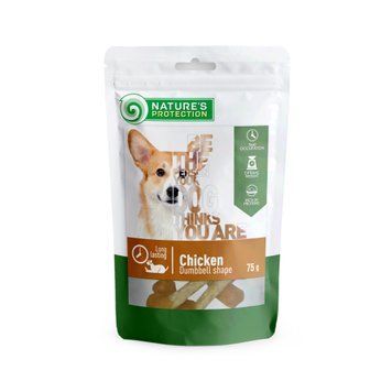 Лакомства для собак с курицей в форме гантели Nature's Protection snack for dogs with chicken 75g SNK46087 фото