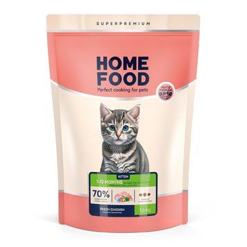 Cухий корм для кошенят HOME FOOD Fresh Chicken For kittens 1-12 months 1.6 кг 3017016 фото
