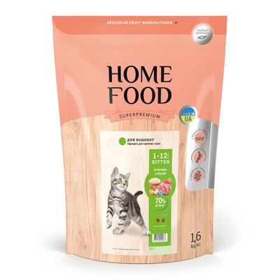 Сухий корм HOME FOOD для кошенят “Ягнятина з рисом” For Kitten 1.6 кг 3017016 фото
