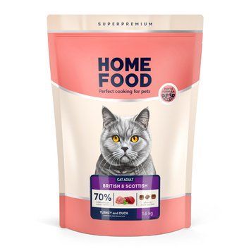Cухий корм HOME FOOD для дорослих котів британських та шотландських порід Індичка та качка For British and Scottish breeds. Suitable for large breeds 1.6 кг 3199016 фото