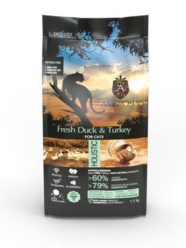 Беззерновой корм Ambrosia Grain free со свежей уткой и индейкой для пожилых и стерилизованных кошек 1,5кг 5684 фото