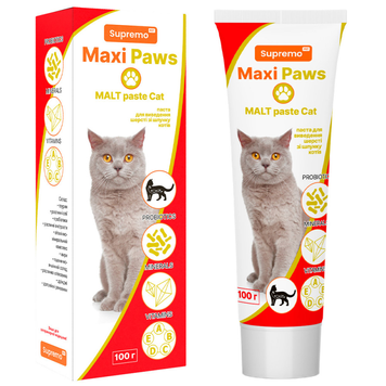 Фитопаста для выведения шерсти у котов Malt Paste Cat Maxi Paws, 100 г НФ-00005773 фото
