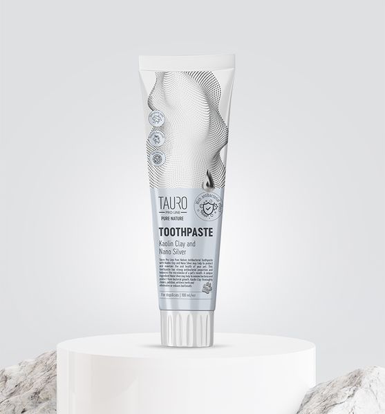 Антибактеріальна зубна паста Tauro Pro Line Pure Nature з каоліном та наночастинками срібла для собак та котів, 100 мл TPLPN63381 фото