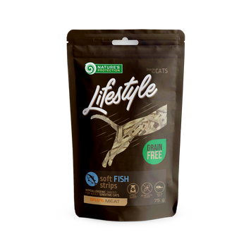Ласощі для котів, м'які смужки з риби, Nature's Protection Lifestyle Snack For Cats Soft Fish Strips 75г SNK46154 фото