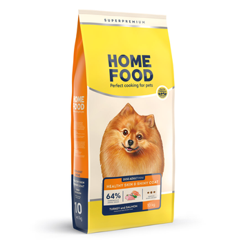 Cухий корм HOME FOOD здорова шкіра та блиск шерсті для дорослих собак малих порід Індичка та лосось Healthy skin and shiny coat 10 кг 1017100 фото