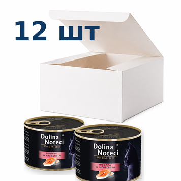 Влажный корм для кошек Dolina Noteci Premium мясные кусочки в соусе с лососем, 185 г * 12 шт DN 185 (787)_box фото