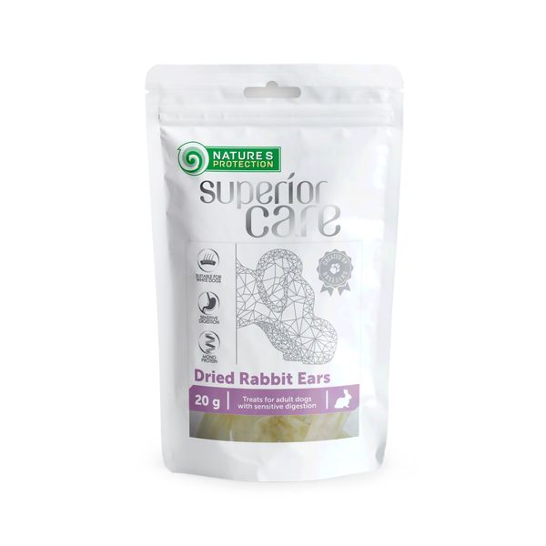 Ласощі для собак, сушені кролячі вуха, Nature's Protection Superior Care Snacks For Dogs Dried Rabbit Ears 20г SNK46120 фото