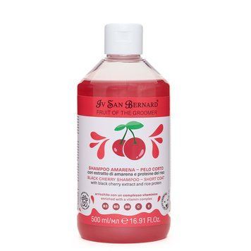 Шампунь для короткой шерсти для кошек и собак Black Cherry Iv San Bernard, с экстрактом чёрной вишни и рисовыми протеинами, 500 мл 5230 фото