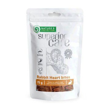 Ласощі для собак серце кролика шматочками c куркою, Nature's Protection Superior Care Snacks For Dogs Rabbit Heart Bites 75г SNK46121 фото