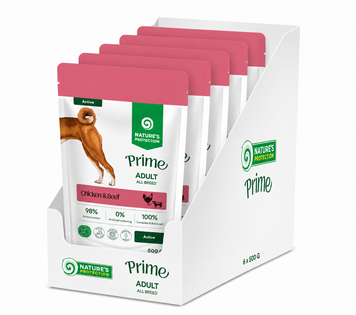 Влажный корм для активных собак с курицей и говядиной Nature's Protection Prime Active Adult Dogs Chicken and Beef, 500 г * 6 шт NPPR70470_box фото