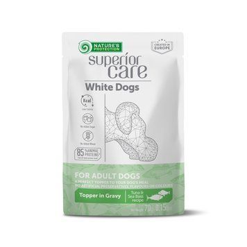 NATURE'S PROTECTION SUPERIOR CARE White Dogs Adult All Breeds with Tuna and Sea Bass, вологий корм з тунцем та морським окунем для дорослих собак усіх порід з білою шерстю, 70 г у пакетику UNINPSC70012 фото