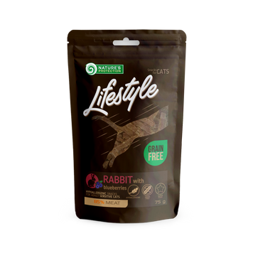 Ласощі для котів, м'ясо кролика з чорницею, Nature's Protection Lifestyle Rabbit with Blueberries, 75 г SNK46148 фото