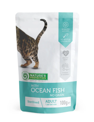 Вологий корм для дорослих котів після стерлізаціі з океанічною рибою Nature's Protection Sterilised with Ocean fish 100 г KIK45693 фото