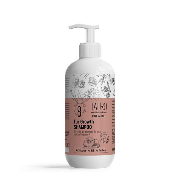 Шампунь для стимуляції росту шерсті собак та котів Tauro Pro Line Pure Nature Fur Growth, 400 ml TPL63790 фото