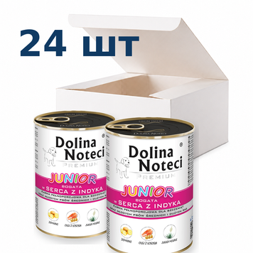 Влажный корм для щенков и юниоров собак средних и крупных пород Dolina Noteci Premium с сердцем индейки, 400 г * 24 шт DN 400 (555)_box фото