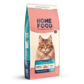 Сухий корм HOME FOOD для стерилізованих/кастрованих дорослих котів &ldquo;Кролик та журавлина&rdquo; For Sterilised/Neutered Cats 10 кг 3048100 фото