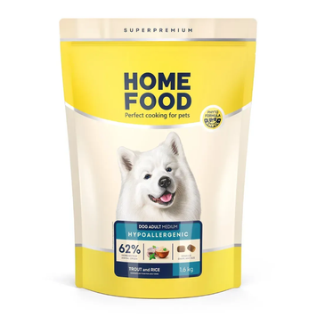 Гіпоалергенний сухий корм HOME FOOD для дорослих собак середніх порід "Форель з рисом" Hypoallergenic 1.6 кг 1128016 фото